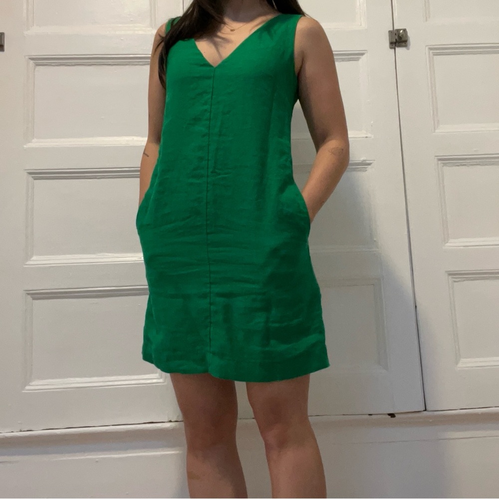 JCrew Green Linen Summer Dress